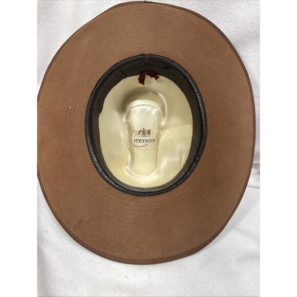 Vintage Stetson Canadian Suede Western Cowboy Hat W/Feather JBS Pin 7 1/2